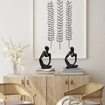 INNOLITES Resin Statue Thinker Style Decoration Abstract Sculptures Collectible Figurines for Home Decor Modern Office Shelf Desktop(Black Left)