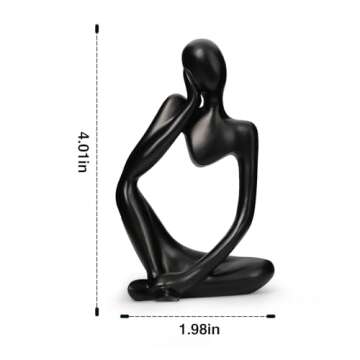 INNOLITES Resin Statue Thinker Style Decoration Abstract Sculptures Collectible Figurines for Home Decor Modern Office Shelf Desktop(Black Left)