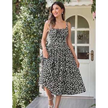 Stylish Floral Midi Sun Dress for Women - Perfect for Spring & Summer