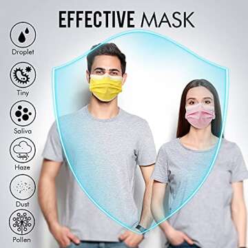 LEVENIS Face Masks 50 Pack, Breathable Comfortable and Disposable Mask, Colorful