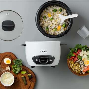 Aroma Housewares 6-Cup (Cooked) (3-Cup UNCOOKED) Pot-Style Rice Cooker (ARC-743G) , White