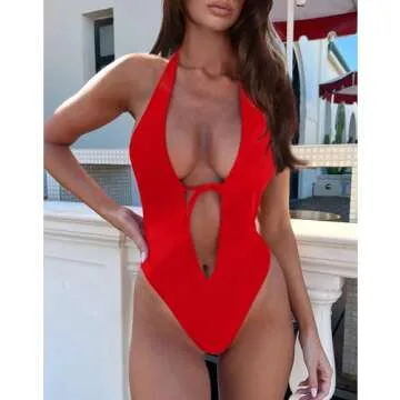 HYPERFIRE Women's Sexy One Piece Swimsuit in Red
