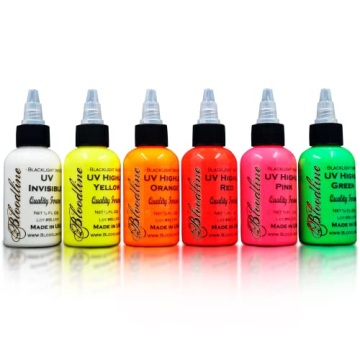 Bloodline Ink Professional Blacklight UV 6 Color Set - Vivid Colors for Creative Projects