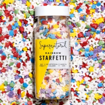 Rainbow Starfetti Natural Confetti Sprinkles by Supernatural, Vegan, Dye-Free, 3oz