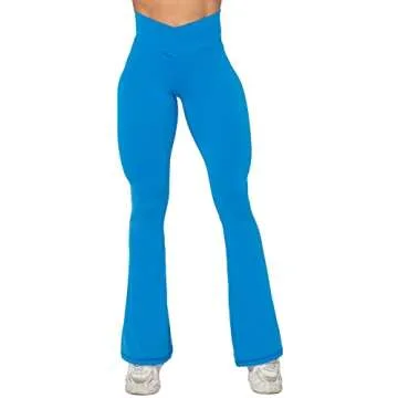 Sunzel Flare Leggings, Crossover Yoga Pants for Women with Tummy Control, High-Waisted and Wide Leg ...