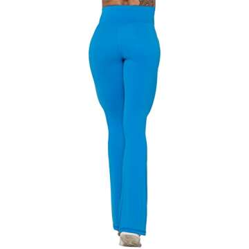Sunzel Flare Leggings, Crossover Yoga Pants for Women with Tummy Control, High-Waisted and Wide Leg French Blue
