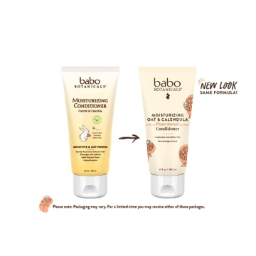 Babo Botanicals Moisturizing Oat & Calendula Conditioner - Silicone-Free - For Dry or Sensitive Skin - For all ages - Vegan - Lightly Scented