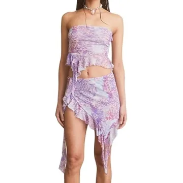 NUFIWI Y2K Ruffles Fairy Skirts Set Trendy See Through