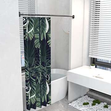 Bonpally Curved Shower Curtain Rod 43-72 Inches Adjustable, Aluminum Shower Rod Rustproof, Round shower curtain rod, Curved Shower Rods for Bathroom, Bathtub, Stall, Black