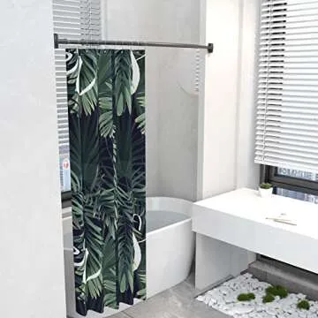 Bonpally Curved Shower Curtain Rod 43-72 Inches Adjustable, Aluminum Shower Rod Rustproof, Round shower curtain rod, Curved Shower Rods for Bathroom, Bathtub, Stall, Black