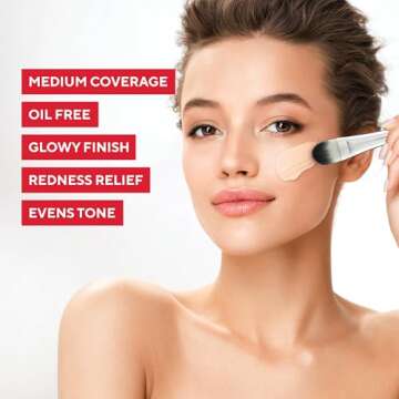 Mirabella Skin Tint Creme Liquid Foundation Makeup, Oil-Free Mineral Foundation for Medium Coverage - w/Hyaluronic Acid, Squalane, & Allantoin for All Skin Types - IVC Cool