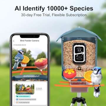 birdsnap® PAV - Smart Bird Feeder with Camera, 5 DIY Add-ons & 64GB Card Record Bird Video Bird House for Outside, AI Identify Bird Auto Capture with Solar Panel, Ideal Gift for Bird Lover, Blue