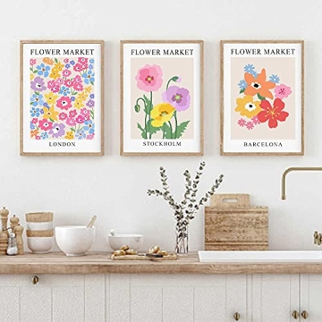 Vibrant Flower Market Poster Set with 6 Canvas Prints