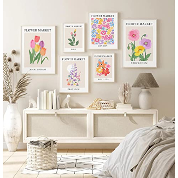 Vibrant Flower Market Poster Set with 6 Canvas Prints