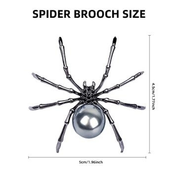 Victorian Style Spider Brooch with Mother of Pearl & Rhinestones