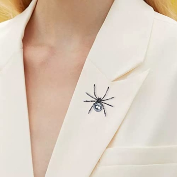 Victorian Style Spider Brooch with Mother of Pearl & Rhinestones