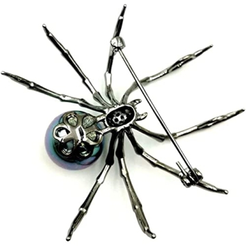 Victorian Style Spider Brooch with Mother of Pearl & Rhinestones