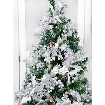 Artiflr Silver Berry Christmas Garland, 6Foot Flexible Artificial Berry Garland for Indoor Outdoor Home Fireplace Decoration for Winter Christmas Holiday New Year Decor