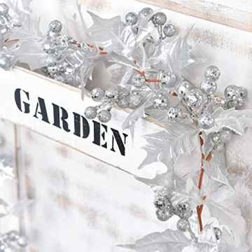 Artiflr Silver Berry Christmas Garland, 6Foot Flexible Artificial Berry Garland for Indoor Outdoor Home Fireplace Decoration for Winter Christmas Holiday New Year Decor