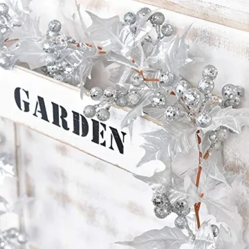Artiflr Silver Berry Christmas Garland, 6Foot Flexible Artificial Berry Garland for Indoor Outdoor Home Fireplace Decoration for Winter Christmas Holiday New Year Decor