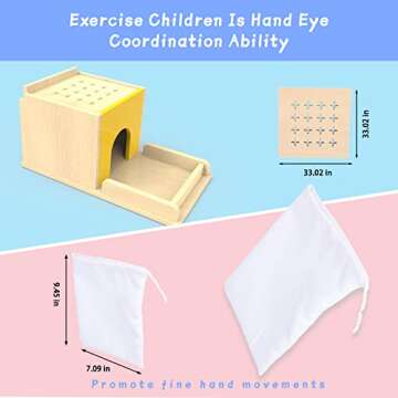 Montessori Toddler Play Kit Montessori Box Toys for 1 Year Old 2 Years Baby Learning Toys Gift Carrot Harvest Game, Matchstick Color Drop Game and Coin Box (5-for-1)