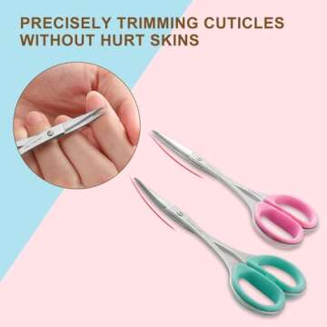 PAFASON Stainless Steel Curved and Straight Nail Cuticle Manicure Scissor Set Multi-Purpose Pedicure Beauty Grooming Tool for Nail, Dry Skin