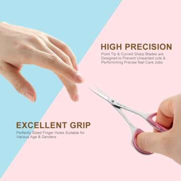 PAFASON Stainless Steel Curved and Straight Nail Cuticle Manicure Scissor Set Multi-Purpose Pedicure Beauty Grooming Tool for Nail, Dry Skin