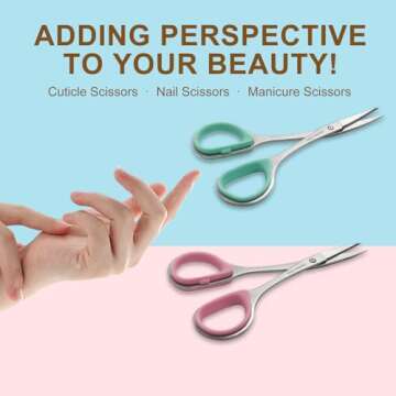 PAFASON Stainless Steel Curved and Straight Nail Cuticle Manicure Scissor Set Multi-Purpose Pedicure Beauty Grooming Tool for Nail, Dry Skin