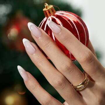 BTArtboxnails XCOATTIPS French Tip Gel Nail Tips Almond - Modern French Tip Press On Nails Medium, M...