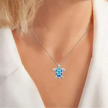 Beaux Bijoux Sterling Silver Sea Turtle Necklace Jewelry Women