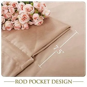StangH Bedroom Blush Curtain Panels - Cozy Soft Luxurious Velvet Drapes with New Twist Tab Design, Light Dimming Heat Insulated Panels for Girls Room, Blush Beige, W52 x L108-inch, Double Panels