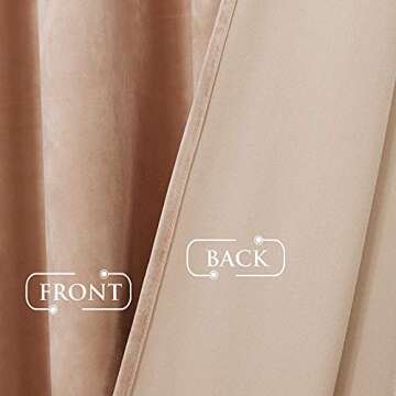 StangH Bedroom Blush Curtain Panels - Cozy Soft Luxurious Velvet Drapes with New Twist Tab Design, Light Dimming Heat Insulated Panels for Girls Room, Blush Beige, W52 x L108-inch, Double Panels