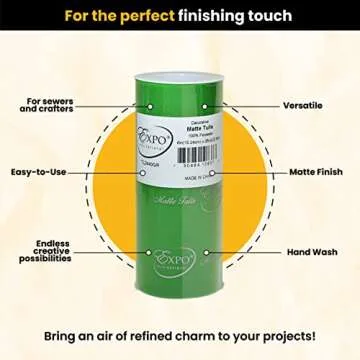 Expo International Decorative Matte Tulle, Spool of 6 Inches X 25 Yards, Polyester-Made Tulle Fabric, Matte Finish, Lightweight, Versatile, Washable, Easy-to-Use / Green