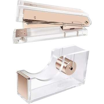 UNIQOOO Elegant Acrylic Gold Finish Stationery Set - 5 Count