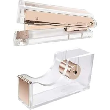 UNIQOOO Elegant Acrylic Gold Finish Stationery Set - 5 Count