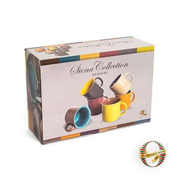 Yedi 20 Oz. Jumbo Ceramic Coffee Tea Beverage Drink Mugs with Handles, Set of 6