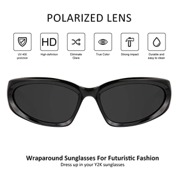 mosanana Y2K Wrap Around Polarized Sunglasses for Everyone