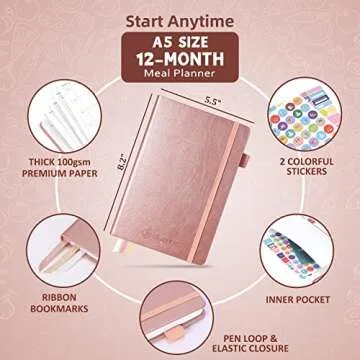 JUBTIC Weekly Meal Planner Notebook, Food Journal for Women Weight Loss, Fitness Journal, Daily Meal...