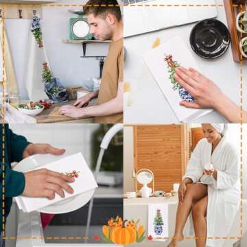 SPBL&L Christmas Kitchen Towels, Blue and White Chinoiserie Christmas Tree Hand Towels for Bathroom, Chinoiserie Decor, Christmas Dish Towels for Kitchen, Christmas Kitchen Bathroom Decor, 16x24 Inch