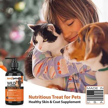 Upgraded Wild Alaskan Salmon Oil for Dogs Cats - Best for Coat, Skin, Joints, Heart & Brain Health, Immune System, 16OZ, EPA DHA Fatty Acids, Nutritious Treat for Pets, Liquid Supplement Pet Food