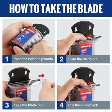 WORKPRO Utility Knife Blades, SK5 Steel, 100-Pack