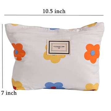 LYDZTION Flower Makeup Bag Cosmetic Bag for Women,Large Capacity Canvas Makeup Bags Travel Toiletry Bag Accessories Organizer