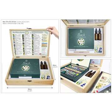 Bach Flower Remedy Complete Kit in Wooden Case. 40 Quality Essences, Pack 38 Divination Cards & 38 P...
