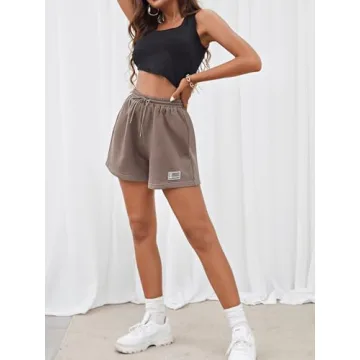 MakeMeChic Women's Casual Sweat Shorts Mocha Brown