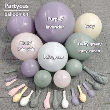 Dusty Green Purple Pink Balloon Garland Double Stuffed Lavender Light Mist Green Ivory Pastel Balloon Arch Kit with Lilac Blush Color for Baby Shower Birthday Wedding Flower Party Decoration