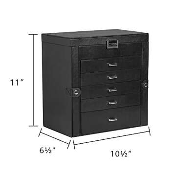 Frebeauty Large Jewelry Box,6-Tier PU Leather Jewelry Organizer,Multi-functional Storage Case with M...
