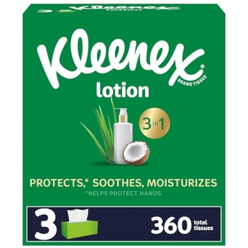 Kleenex Lotion Facial Tissues with Coconut Oil - 3 Boxes, 360 Tissues