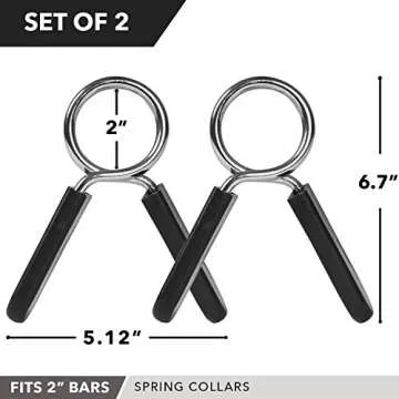 Spring Clips by D1F, Set of 2 - for 2” Olympic Barbell Weight and Plates - Spring Lock Collars for Weightlifting, Strength Training, Working Out - Firm Grip, Plate Weight Clamps for Gym Bars