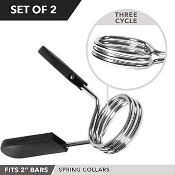 Spring Clips by D1F, Set of 2 - for 2” Olympic Barbell Weight and Plates - Spring Lock Collars for Weightlifting, Strength Training, Working Out - Firm Grip, Plate Weight Clamps for Gym Bars