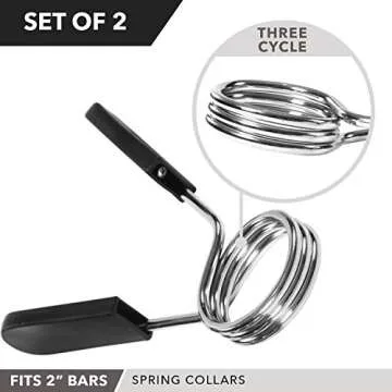 Spring Clips by D1F, Set of 2 - for 2” Olympic Barbell Weight and Plates - Spring Lock Collars for Weightlifting, Strength Training, Working Out - Firm Grip, Plate Weight Clamps for Gym Bars